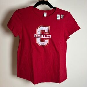 District College of Charleston Cougars Girls Youth Large Red Graphic T-Shirt